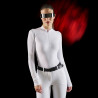 Polo de concurso para mujer Equestro Ridertechnology de manga larga con cremallera - Blanco