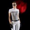 Polo de concurso para mujer Equestro Ridertechnology en tejido perforado - Blanco / pájaro burlón