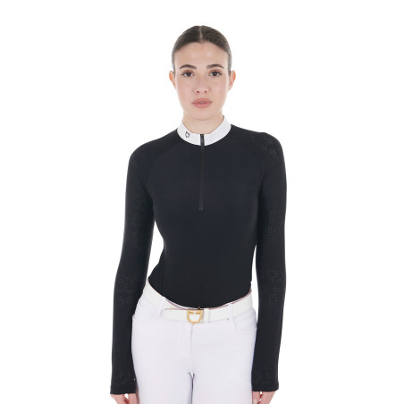 Polo de concurso slim fit para mujer con inserciones de malla Equestro