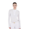 Polo de concurso slim fit para mujer con inserciones de malla Equestro - Blanco