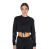 Sudadera corta con cuello redondo para mujer Equestro - Negro