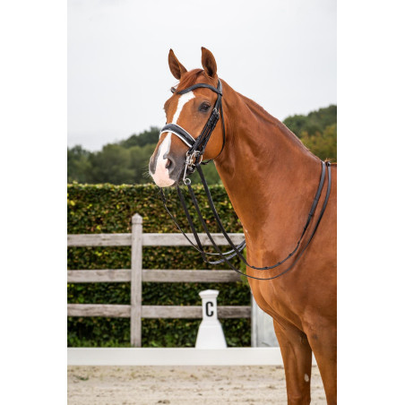 Brida Dy'on colección doma cuero plano Muserola Ancha Charol Forro Blanco