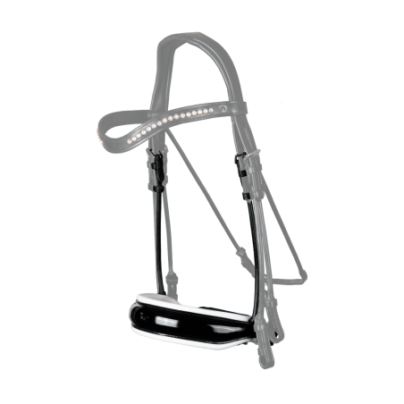 Muserola Dy'on colección doma cuero redondo Grande Brillante Con Forro Blanco