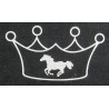 Motivo termoadhesivo corona y caballo HKM - Plata flex moda glitter
