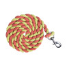 Longe HKM de algodón con mosquetón - Verde manzana / neón coral