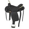Silla western Lakota con faldón redondo grabado y con hilo de plata - Negro