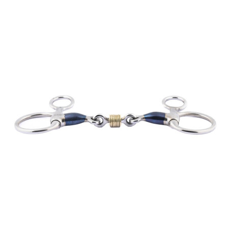 Mors baucher Jump'In doble rotura Blue Steel con anillas de cobre