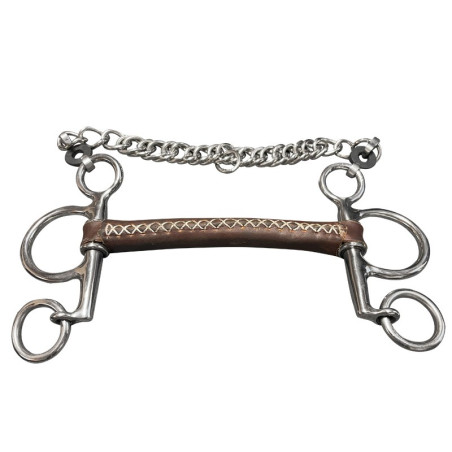 Mordaza de cuero redondo Jump'In Pelham ramas cortas recta