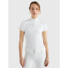 Polo de concurso Tommy Hilfiger Equestrian Performance Strass de manga corta para mujer - Blanco