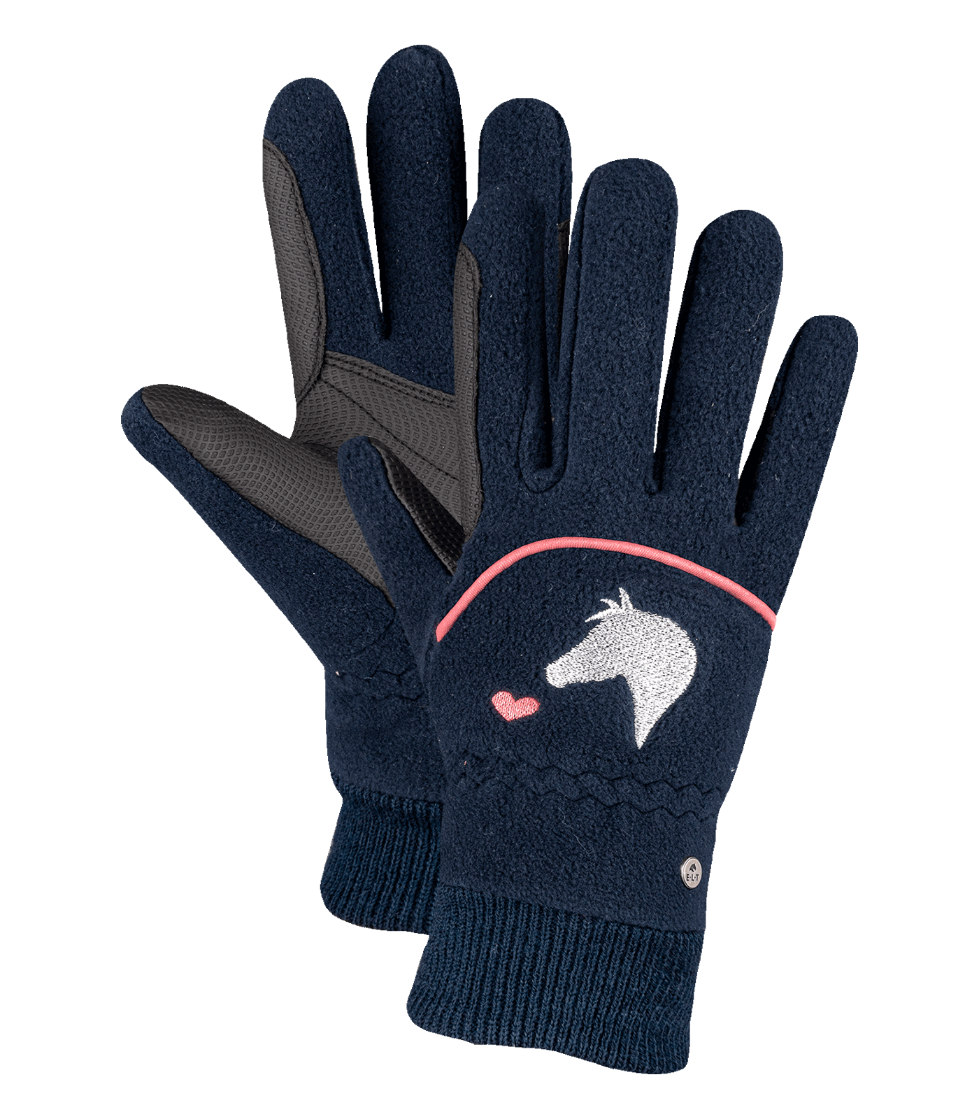Guantes de equitación de forro polar ELT Lucky Giselle para niño Azul nocturno / lucky