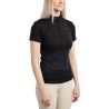 Polo de entrenamiento Montar MoCilia refinado de manga corta Jacquard para mujer - Negro