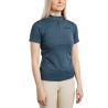 Polo de entrenamiento Montar MoCilia refinado de manga corta Jacquard para mujer - Pizarra oscura