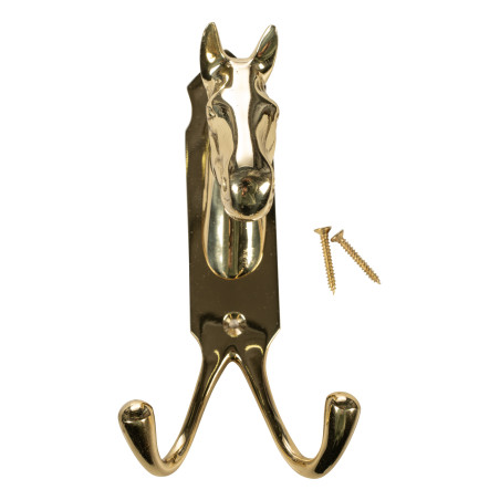 Soporte para cabeza de caballo HKM doble gancho de latón