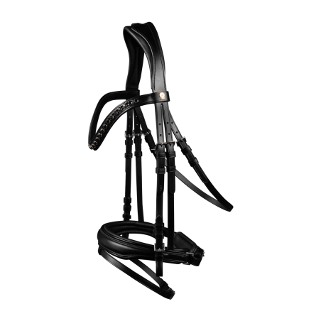 Brida barnizada Waldhausen S-Line Blackshine muserola combinada pull back