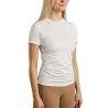 Camiseta de punto de manga corta Montar MoStella con logotipo impreso con láser para mujer - Blanco