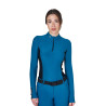 Polo Técnico de Entrenamiento para Mujer de Manga Larga Equestro - Azul coral