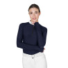 Polo de concurso slim fit para mujer con inserciones de malla Equestro - Americana marina