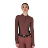 Polo Técnico de Entrenamiento para Mujer de Manga Larga Equestro - Castaño