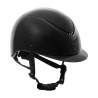 Casco brillante Equestro con correa de piel sintética, visera estrecha, homologación EN1384-2023 - Negro / negro mate