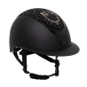 Casco Equestro mate con visera ancha y logotipo de strass homologado EN 1384-2023 - Negro / negro brillo