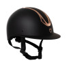 Casco de mujer Equestro con visera ancha homologado EN 1384-2023 - Negro / oro rosa
