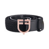 Cinturón Equestro de cuero elástico con hebilla rose gold con logo - Negro