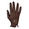 Guantes unisex Equestro de cuero sintético con cierre autoadherente - Marrón oscuro