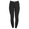 Pantalón de equitación para mujer Equestro full grip de talle alto con forro polar - Negro