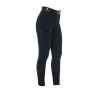 Pantalón de equitación para mujer Equestro con grip en las rodillas, de talle alto y forrado de polar - Negro