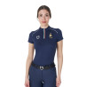 Polo de entrenamiento para mujer Equestro x FISE con cremallera bandera italiana de manga corta - Americana marina