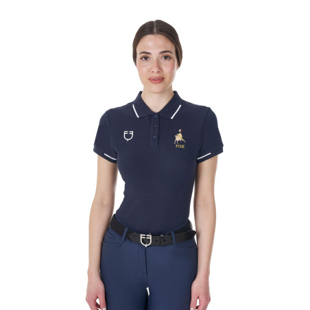 Polo de entrenamiento para mujer Equestro x FISE de tres botones y manga corta