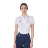 Polo de entrenamiento para mujer Equestro x FISE de tres botones y manga corta - Blanco