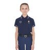 Polo infantil unisex Equestro x FISE de tejido técnico de manga corta - Americana marina