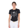 Camiseta de mujer Equestro EQ de algodón de manga corta - Negro