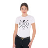Camiseta de mujer Equestro EQ de algodón de manga corta - Blanco
