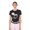 Camiseta de mujer Equestro Head In The Clouds de algodón de manga corta - Negro