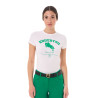 Camiseta de mujer Equestro Jumping Horse Club de algodón de manga corta - Blanco