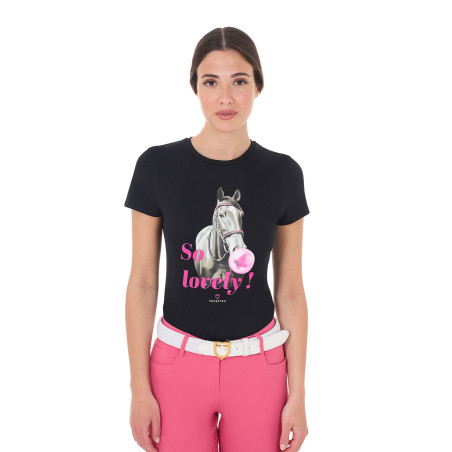 Camiseta de mujer Equestro So Lovely de algodón de manga corta