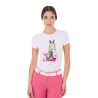 Camiseta de mujer Equestro So Lovely de algodón de manga corta - Blanco