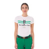 Camiseta mujer Equestro Stripe Horse Club de algodón de manga corta - Blanco