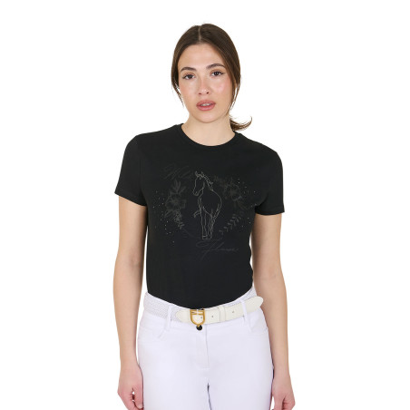 Camiseta mujer Equestro Wild Flower de algodón de manga corta