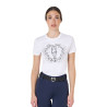 Camiseta de mujer Equestro Wild Heart de algodón de manga corta - Blanco