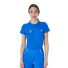 Camiseta mujer Equestro x FISE corte slim de manga corta - Azul de Savoie