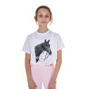 Camiseta para niña Equestro Ready To The Party de algodón con strass, manga corta - Blanco