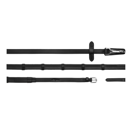 Rienda de goma 5/8" Dy'on colección Working con topes de cuero y mosquetón