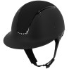 Casco con visera ancha inserto negro brillante con 5 strass parte superior en tejido negro EQUITHÈME - Soazy - Negro / Strass