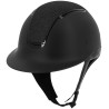 Casco con visera ancha inserto negro brillante parte superior en tejido crystal fabric EQUITHÈME - Soazy - Negro brillante