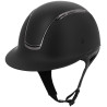 Casco con visera ancha inserto cromo gris carbón EQUITHÈME - Soazy - Negro / cromo