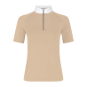 Camiseta de concurso Kentucky Classic para mujer con cremallera con purpurina de manga corta - Beige