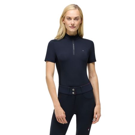 Camiseta de entrenamiento Tommy Hilfiger Equestrian Palma 1/4 Zip para mujer de manga corta
